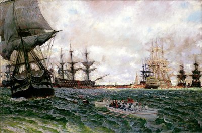 La evacuación de Charleston, de "La historia de la Revolución" de Henry Cabot Lodge (1850-1924), publicada en Scribner