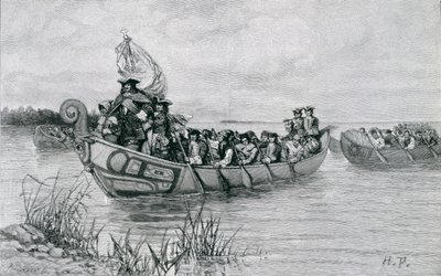 El Desembarco de Cadillac, ilustración de 