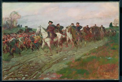 La retirada a través de los Jerseys, de "The Story of the Revolution" de Henry Cabot Lodge (1850-1924), publicado en Scribner