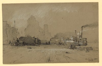 Dibujo, En el Mississippi en St. Louis., 1887 de Howard Russell Butler