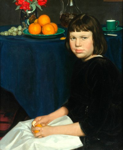 Julie con las naranjas (óleo sobre lienzo) de Howard Somerville