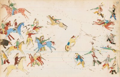 Una Batalla Entre las Tribus Crow y Cheyenne, 1874-75 de Howling Wolf
