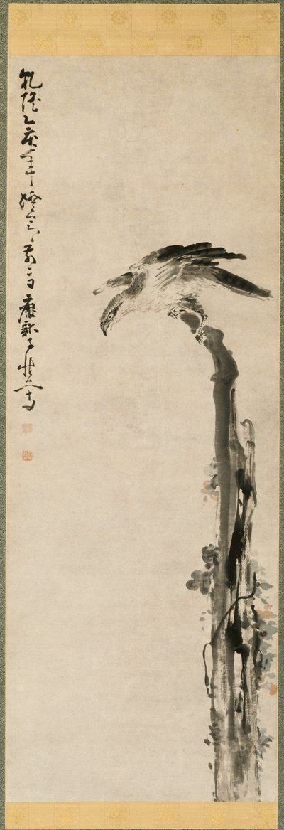 Águila en un tronco de árbol de Huang Shen
