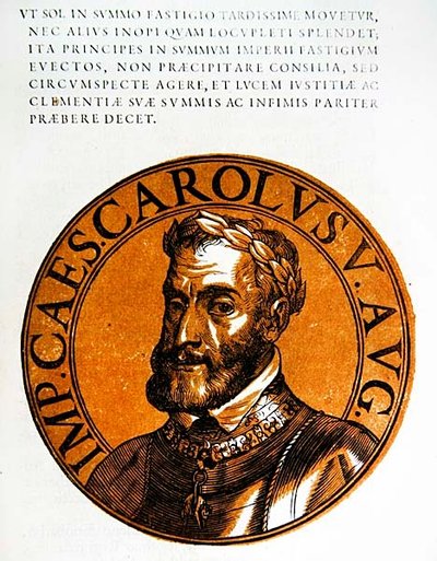 Retrato medallón de Carlos V, Emperador del Sacro Imperio Romano de Hubert (after) Goltzius