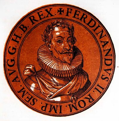 Retrato en Medallón de Fernando II, Emperador del Sacro Imperio Romano de Hubert (after) Goltzius