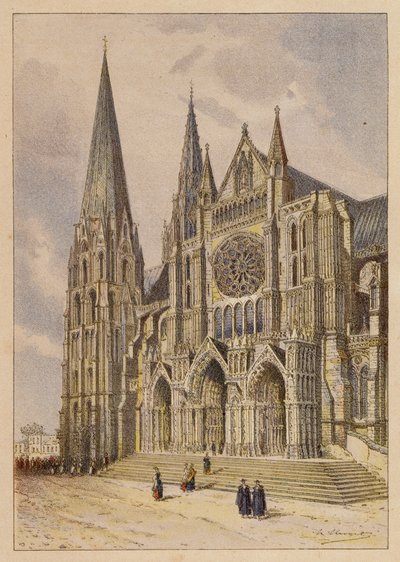 Notre-Dame De Chartres (litografía en color) de Hubert Clerget