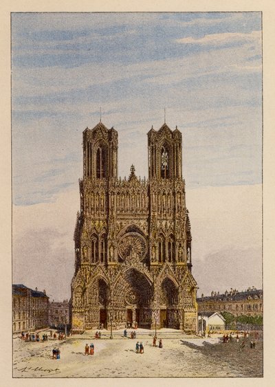 Notre-Dame de Reims (litografía en color) de Hubert Clerget