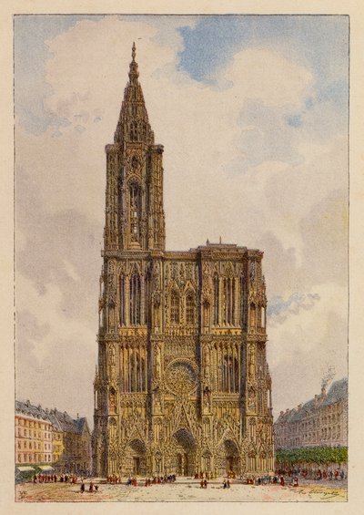 Notre-Dame de Estrasburgo (litografía en color) de Hubert Clerget
