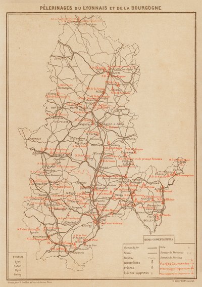 Pelerinages Du Lyonnais Et De La Bourgogne (litografía en color) de Hubert Clerget