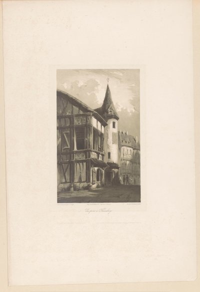 Vista de una casa con una torre en Nuremberg Premio Vue en Nuremberg (título sobre objeto) Fragmentos de paisajes (título de la serie) Fragments de paysages (título de la serie) de Hubert Clerget
