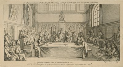 Una representación del alcalde, el tribunal de los concejales y el consejo común de Hubert Francois Gravelot