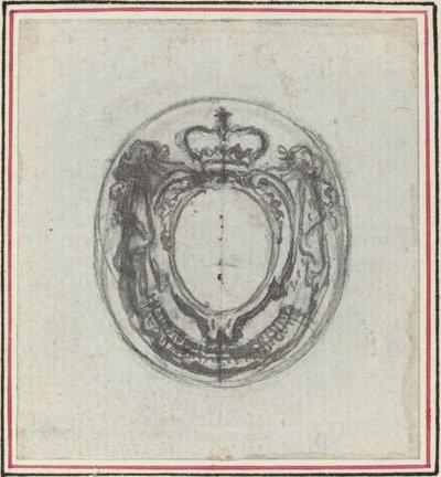 Cartucho heráldico con corona y guirnaldas de Hubert Francois Gravelot