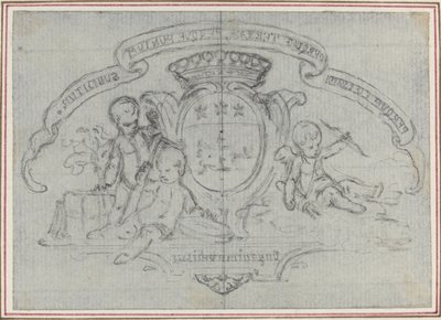 Escudo de armas con tres putti de Hubert Francois Gravelot