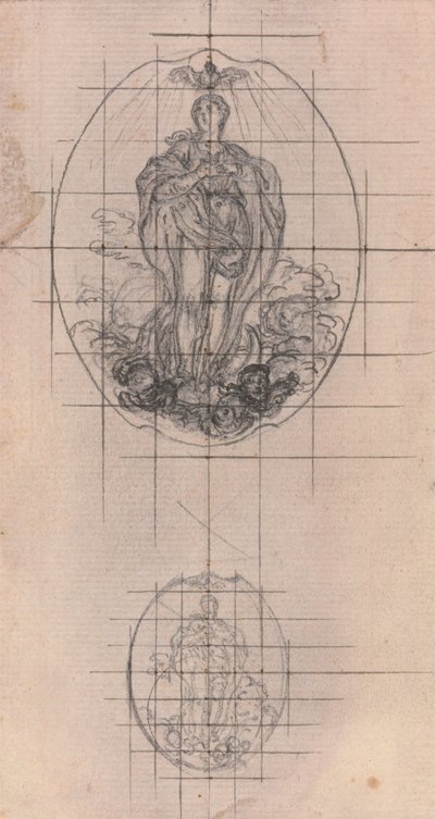 Diseño para una medalla: Figura de la Virgen de Hubert Francois Gravelot