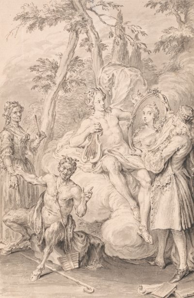 Dibujo para un frontispicio: "El brindis" de Hubert Francois Gravelot