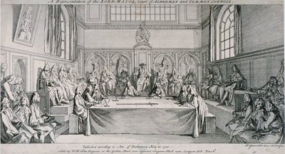 Reunión en la Cámara del Consejo del Guildhall, Ciudad de Londres de Hubert Francois Gravelot