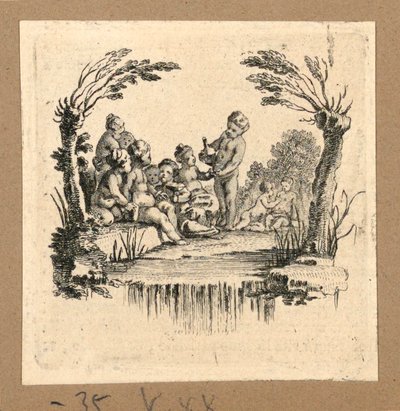 Imprimir, Un grupo de niños bebiendo de Hubert Francois Gravelot