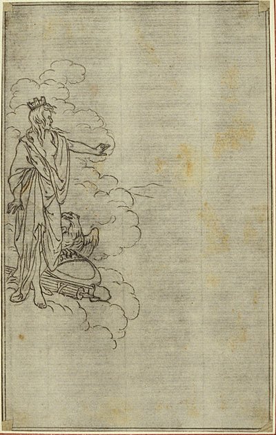 Estudio para "La Pharsale" de Lucain, Canto I, Figura femenina de pie con corona de Hubert Francois Gravelot