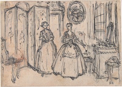 Estudio para «Sobre el poder del guardián», viñeta grabada en «Canciones de la ópera Flora» de Hubert Francois Gravelot
