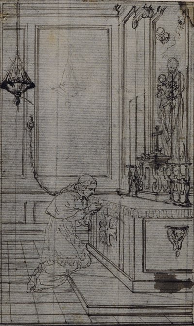 Estudio para viñeta en la "Vie du Venerable don Juan de Palafox" del abate Dinouart, p. 256. de Hubert Francois Gravelot