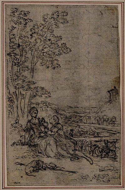 Estudio para viñeta en "Les Amours de Mirtil", Canto I, de Fontanelle (atr.) de Hubert Francois Gravelot