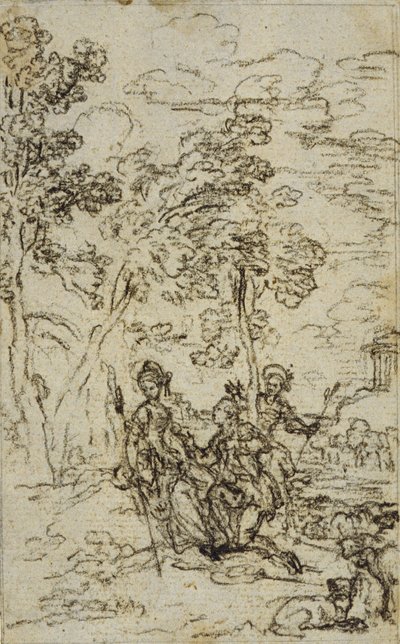 Estudio para viñeta en "Les Amours de Mirtil" de Fontenelle (atr.), Canto III de Hubert Francois Gravelot
