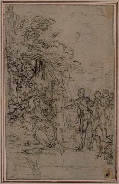 Estudio para viñeta en "Les Amours de Mirtil" de Fontenelle (atr.), Canto II de Hubert Francois Gravelot