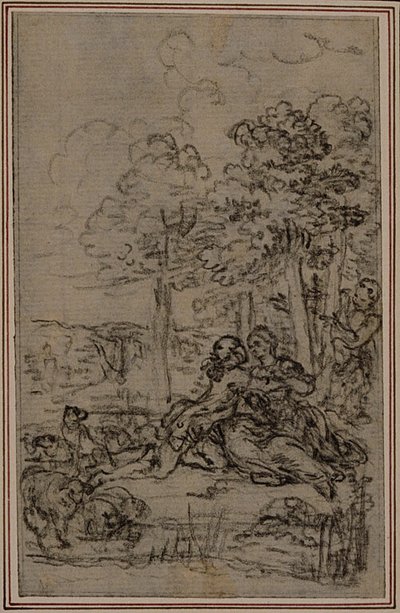 Estudio para viñeta en "Les Amours de Mirtil" de Fontenelle (atr.), Canto IV de Hubert Francois Gravelot