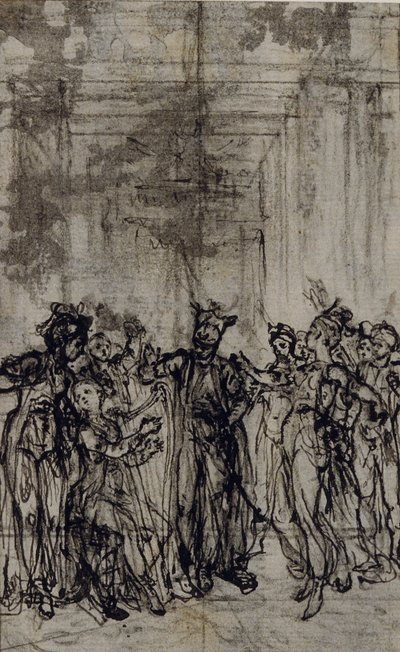 Estudio para viñeta de los "Contes Moraux" de Jean François Marmontel de Hubert Francois Gravelot