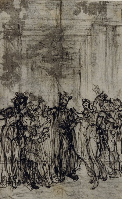 Estudio para viñeta de los "Contes Moraux" de Jean François Marmontel de Hubert Francois Gravelot