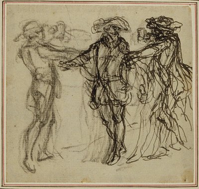 Estudio para una segunda edición, nunca publicada, de "La Partie de Chasse de Henri IV" de Colle, Acto II, Escena 11 de Hubert Francois Gravelot