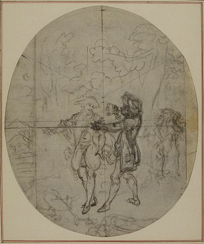 Estudio para una segunda edición, nunca publicada, de "La Partie de Chasse de Henri IV" de Colle, Acto II, Escena 11 de Hubert Francois Gravelot