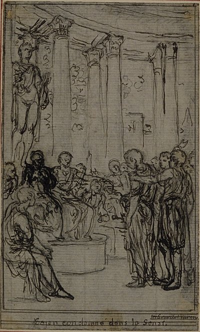 Estudio para una ilustración en Tácito "Tiberio, o Los Seis Primeros Libros de los Anales", Libro V, Vol. 3, 1er Estudio de Hubert Francois Gravelot