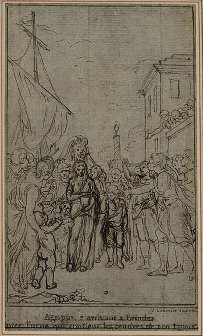 Estudio para una ilustración en Tácito "Tiberio, o Los Seis Primeros Libros de los Anales", Libro III, Vol. 2, 2º Estudio de Hubert Francois Gravelot