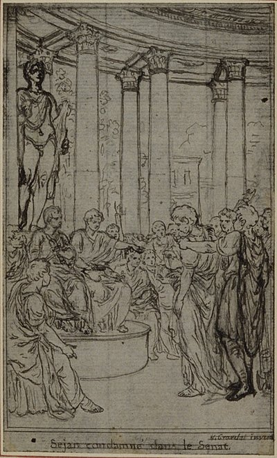 Estudio para una ilustración en Tácito "Tiberio, o Los Seis Primeros Libros de los Anales", Libro V, Vol. 3, 2º Estudio de Hubert Francois Gravelot