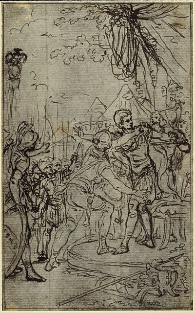Estudio para una ilustración en Tácito "Tiberio, o Los Seis Primeros Libros de los Anales" Libro I, Vol. 1, 3er Estudio de Hubert Francois Gravelot