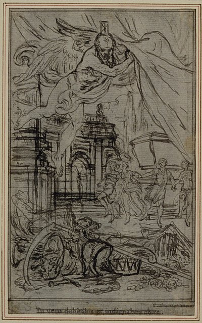 Estudio para la viñeta-portada del libro III de Lucrecio "De la Nature des Choses" (De la naturaleza de las cosas) de Hubert Francois Gravelot