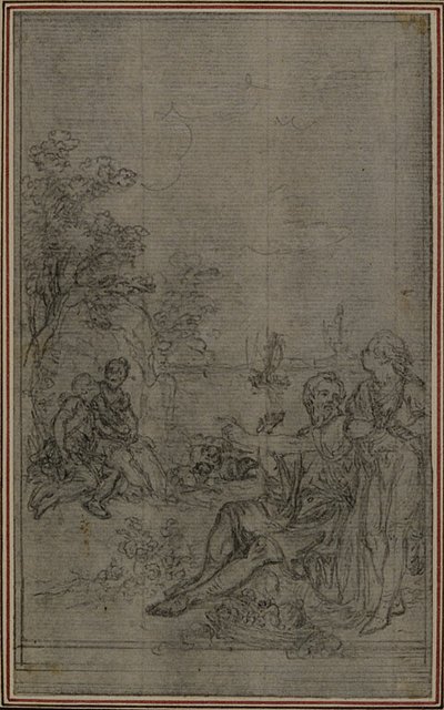 Estudio para la viñeta de "De la Nature des Choses" de Lucrecio, Vol. II, Libro IV de Hubert Francois Gravelot