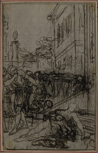 Estudio para la viñeta de "De la Nature des Choses" de Lucrecio, Vol. II, Libro VI de Hubert Francois Gravelot