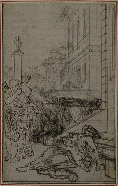 Estudio para la viñeta de "De la Nature des Choses" de Lucrecio, Vol. II, Libro VI de Hubert Francois Gravelot