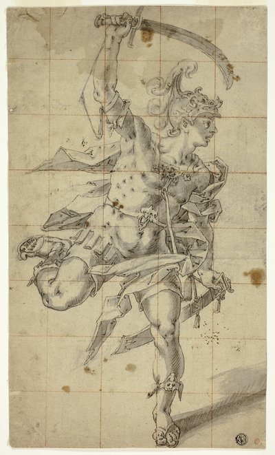 Guerrero Masculino Corriendo con Espada Desenvainada de Hubert Gerhard