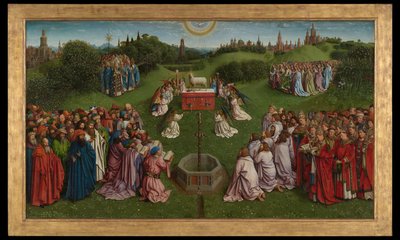 La Adoración del Cordero Místico, del Retablo de Gante, mitad inferior del panel central de Hubert & Jan van (1390 1441) Eyck