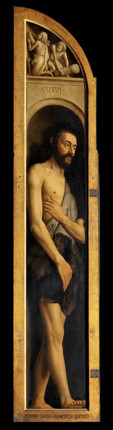 Adam, reproducción del panel del ala izquierda del Retablo de Gante (óleo sobre tabla) (véase 472324) de Hubert & Jan van (1390 1441) (after) Eyck