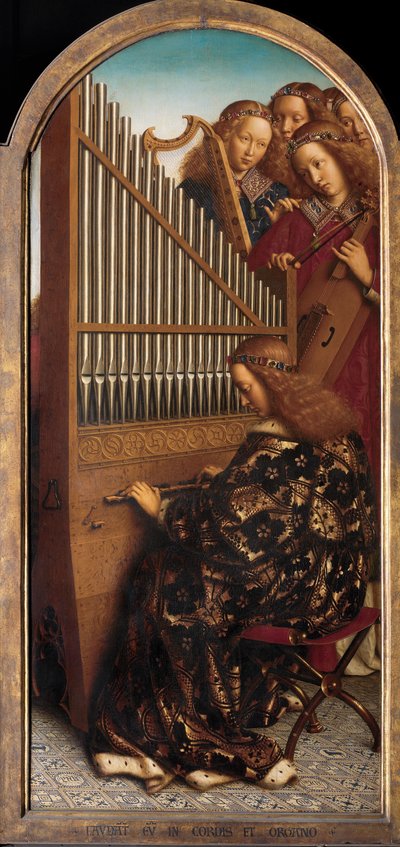 Ángel músico con Santa Cecilia, del Retablo de Gante de Hubert & Jan van (1390 1441) Eyck
