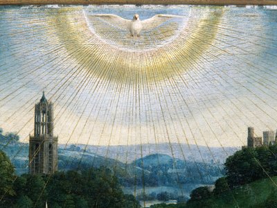Detalle de la Adoración del Cordero Místico, del Retablo de Gante de Hubert & Jan van (1390 1441) Eyck