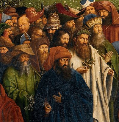 Detalle de La Adoración del Cordero Místico, del Retablo de Gante, mitad inferior del panel central de Hubert & Jan van (1390 1441) Eyck