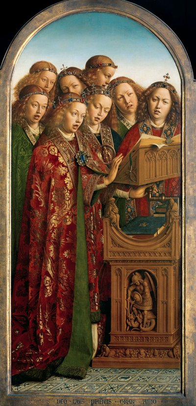 Ángeles cantores, del ala izquierda del Retablo de Gante de Hubert & Jan van (1390 1441) Eyck
