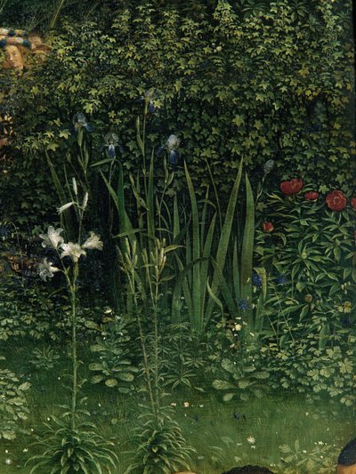 La Adoración del Cordero Místico, del Retablo de Gante, detalle de la mitad inferior del panel central de Hubert & Jan van (1390 1441) Eyck