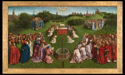 La Adoración del Cordero Místico, del Retablo de Gante, mitad inferior del panel central de Hubert & Jan van (1390 1441) Eyck