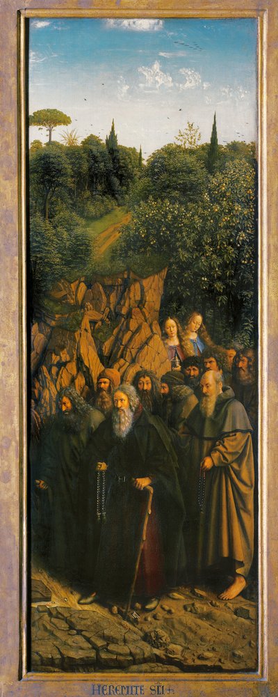 Los Ermitaños, del lado derecho del Retablo de Gante de Hubert & Jan van (1390 1441) Eyck